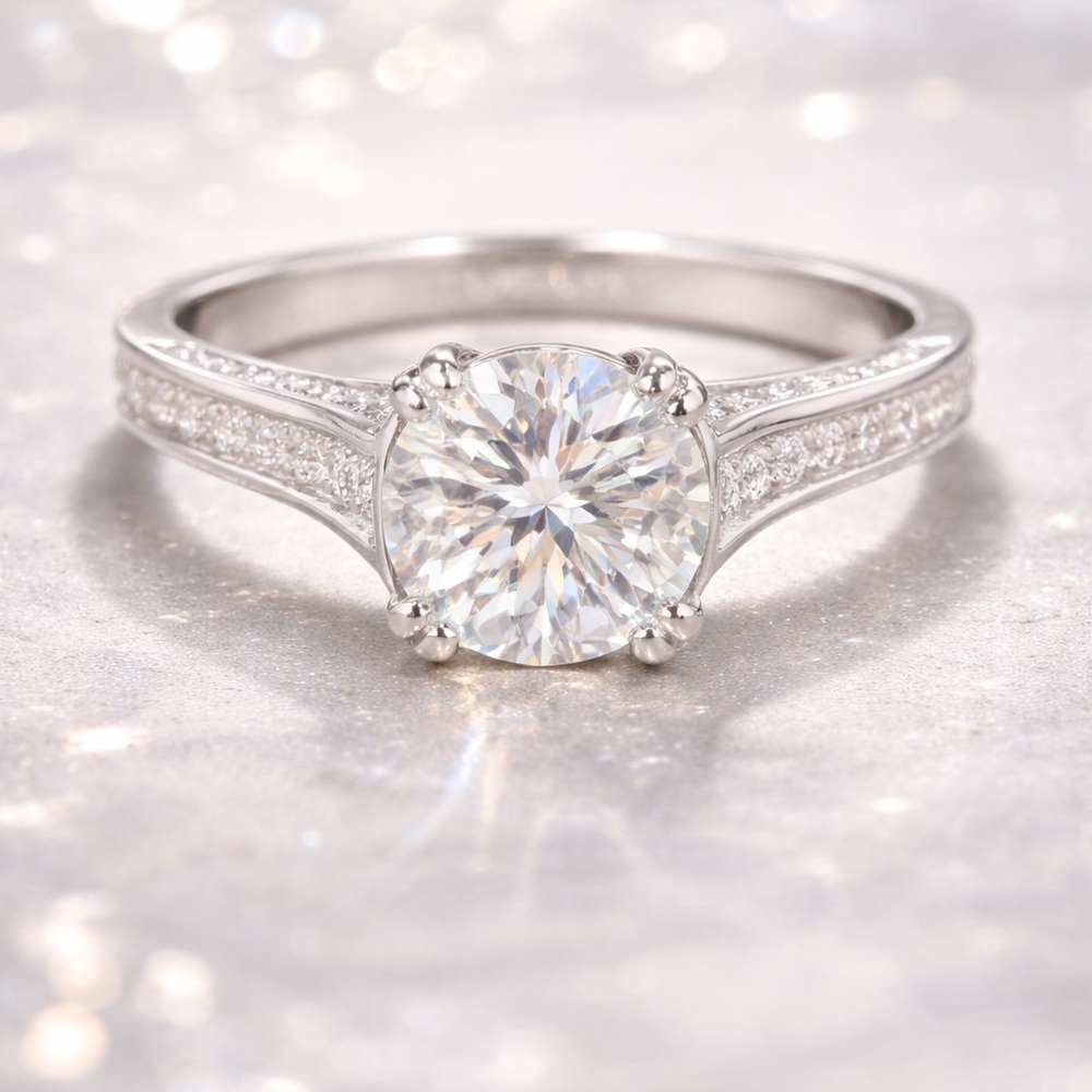 1CT Moissanite Engagement Ring